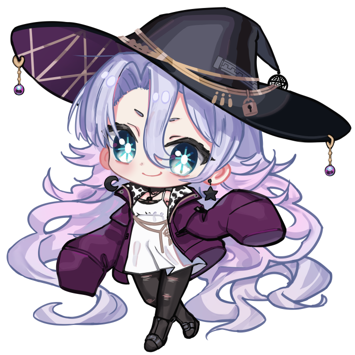 1girl, animal_print, blue_eyes, chibi, chibi_only, coat, commentary, cow_print