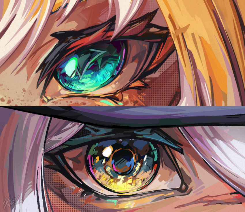 close-up, freckles, green_eyes, indie_virtual_youtuber, kishiko_bushido, nico_artt, orange_hair, scar