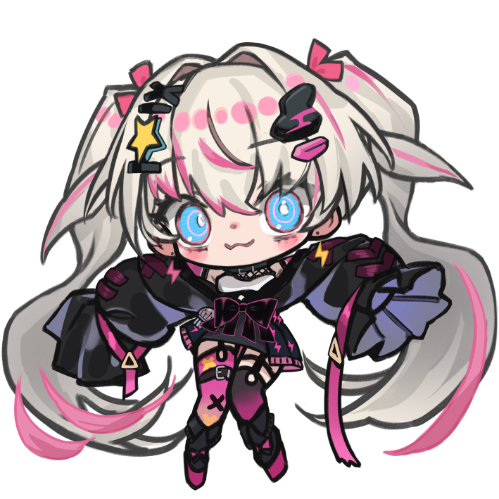 1girl, :3, asymmetrical_legwear, black_boots, black_bow, black_skirt, blonde_hair, blue_eyes