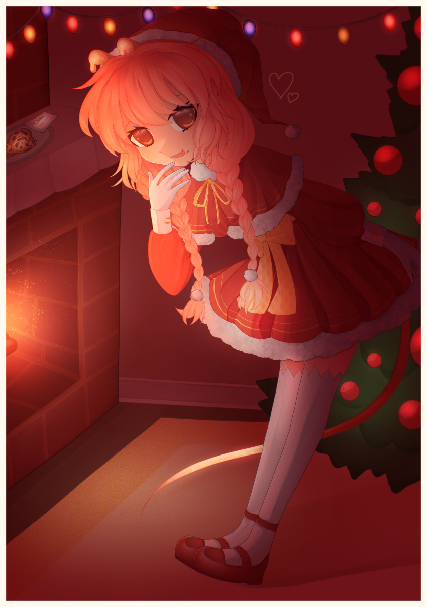 absurdres, bonnibelle, bonnibelle_amai, braid, brown_eyes, chest_bow, chimney, chocolate_chip_cookie