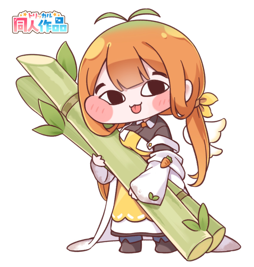 <o>_<o>, 1girl, :p, antenna_hair, apron, breasts, brown_shirt, brown_shoes