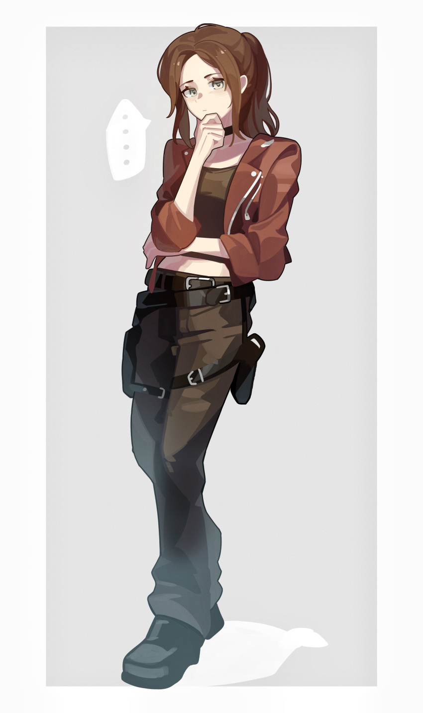 ..., 1girl, absurdres, belt, black_belt, black_pants, black_shirt, black_shoes