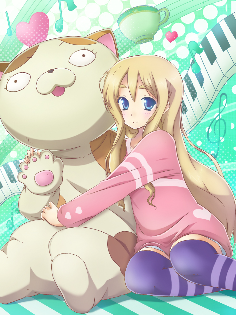 animal_costume, blonde_hair, blue_eyes, casual, cat_costume, contact_parade_sal, eyebrows, hug