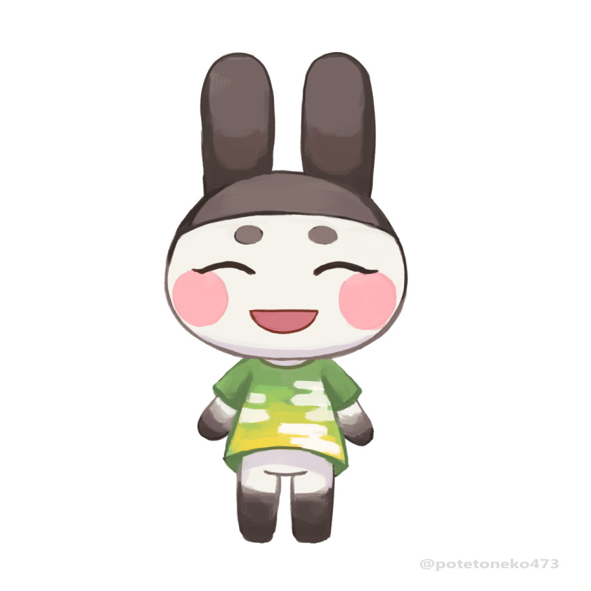 1boy, :d, ^_^, animal_crossing, animal_ears, blush_stickers, chibi, chibi_only