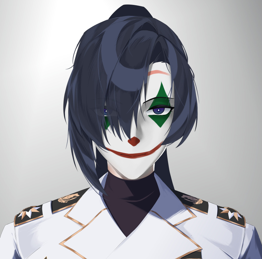 1girl, absurdres, ace_combat, ace_combat_7, arthur_fleck, arthur_fleck_(cosplay), asymmetrical_bangs, batman_(series)