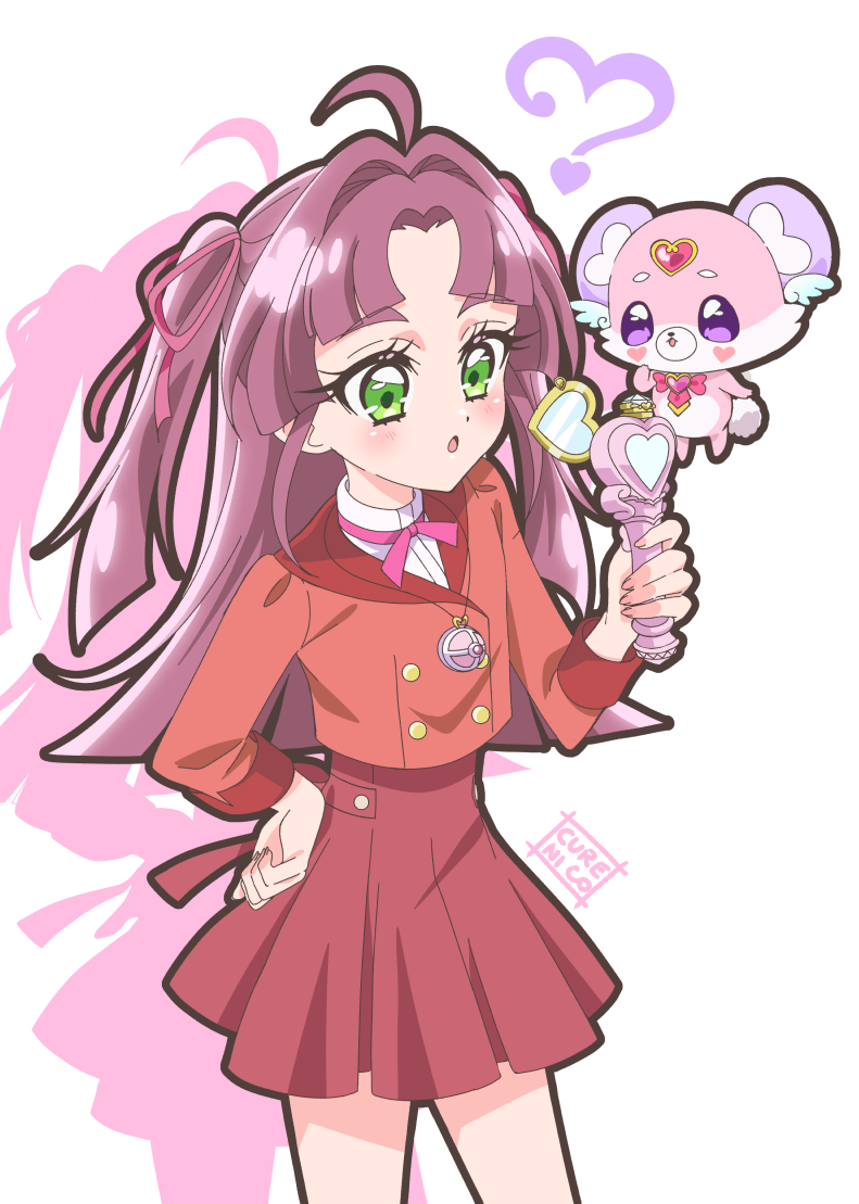 1girl, :o, ?, artist_name, blunt_bangs, blunt_ends, blush, blush_stickers