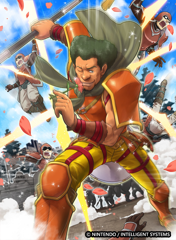 5boys, 6+others, armor, commentary_request, company_name, dark-skinned_male, dark_skin, devdan_(fire_emblem)