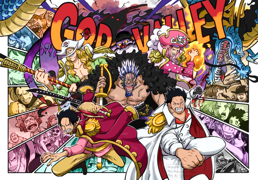 6+boys, 6+girls, aged_down, apple7apo, baby, bandages_over_mouth, barbel_(one_piece), bartholomew_kuma