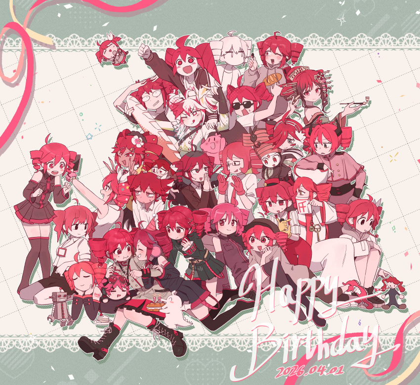 6+girls, absurdres, ahoge, another_cup_(synthesizer_v), ataman_ita_(synthesizer_v), baguette, bread, cake