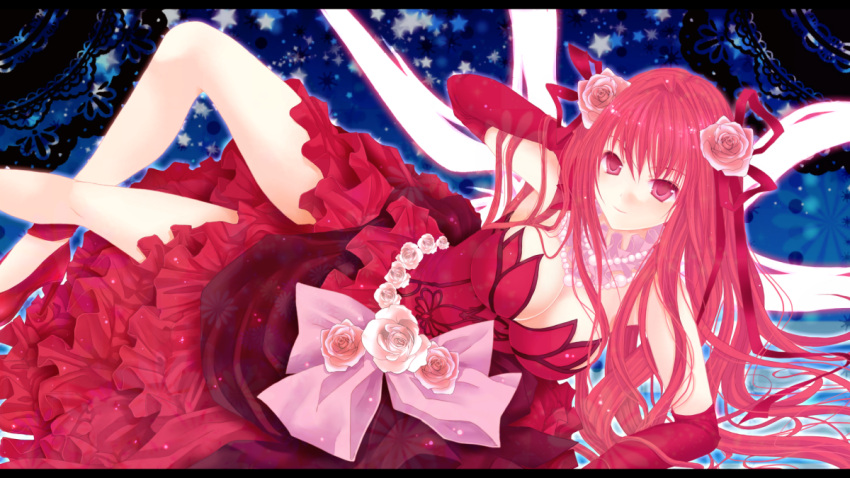 beads, corticarte_apa_lagranges, dress, elbow_gloves, flower, frills, gloves, hair_flower