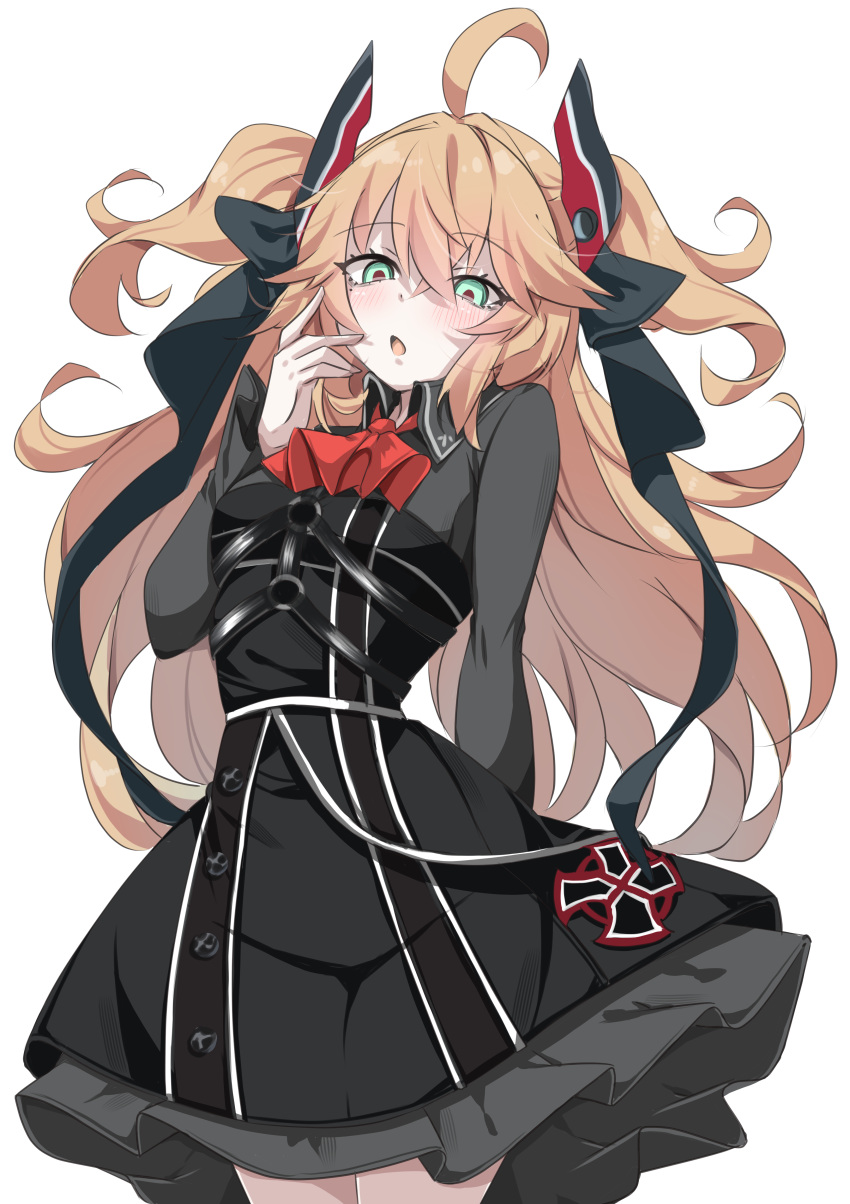 1girl, :o, absurdres, admiral_hipper_(azur_lane), admiral_hipper_(meta)_(azur_lane), arm_behind_back, ascot, azur_lane