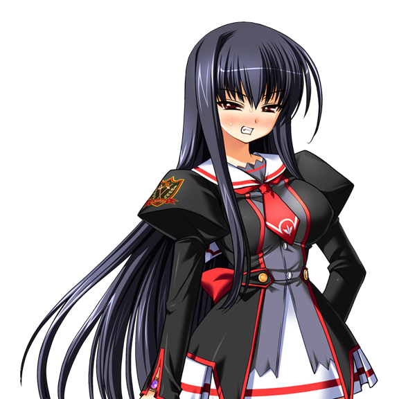 1girl, angry, black_hair, blush, breasts, clenched_teeth, game_asset, grimace, half-closed_eyes, izumi_hikaru, kamei, large_breasts, large_variant_set, long_hair, long_sleeves, non-web_source, nose_blush, official_art, puffy_sleeves, red_eyes, school_uniform, seito_kaichou_hikaru, self-datamine, simple_background, skirt, solo, tachi-e, teeth, transparent_background, variant_set, very_long_hair
