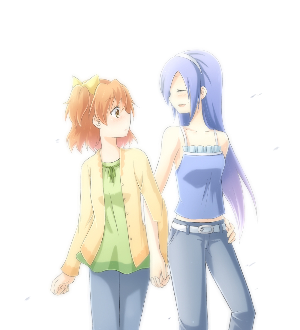 aono_miki, casual, fresh_precure!, long_hair, multiple_girls, precure, rate_rapiku, short_hair