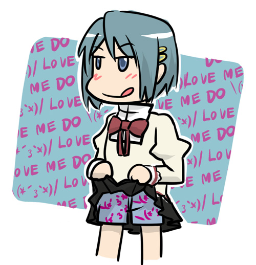 boxers, mahou_shoujo_madoka_magica, miki_sayaka, mukiki, school_uniform, short_hair, underwear