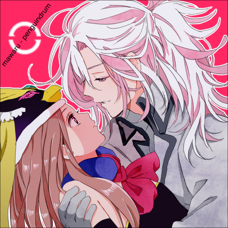 brown_hair, hat, holding, k-xaby, long_hair, mawaru_penguindrum, pink_eyes, pink_hair
