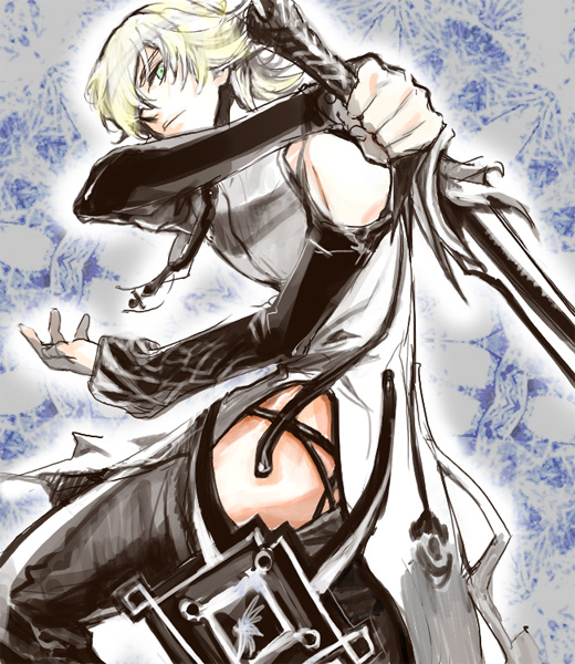 bare_shoulders, barnaby_brooks_jr, blonde_hair, calintz, calintz_(cosplay), cosplay, detached_sleeves, green_eyes
