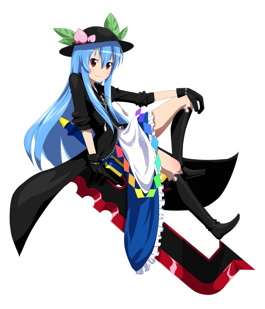 >:), blue_hair, boots, cosplay, crossover, gloves, hammer, hat