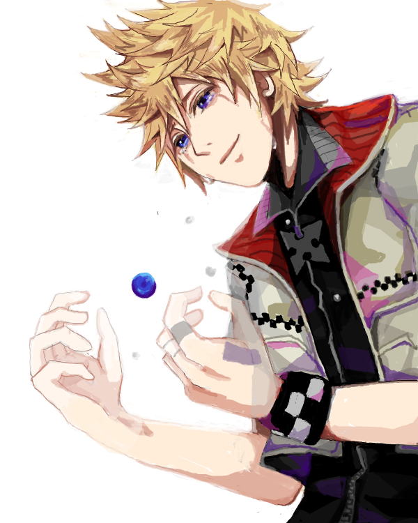 blonde_hair, blue_eyes, kingdom_hearts, male, roxas, sdhh, simple_background, solo