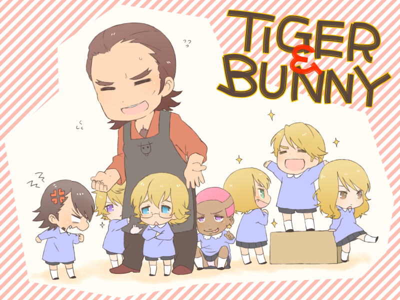 6+boys, =_=, anger_vein, antonio_lopez, aqua_eyes, barnaby_brooks_jr, blonde_hair, brown_eyes