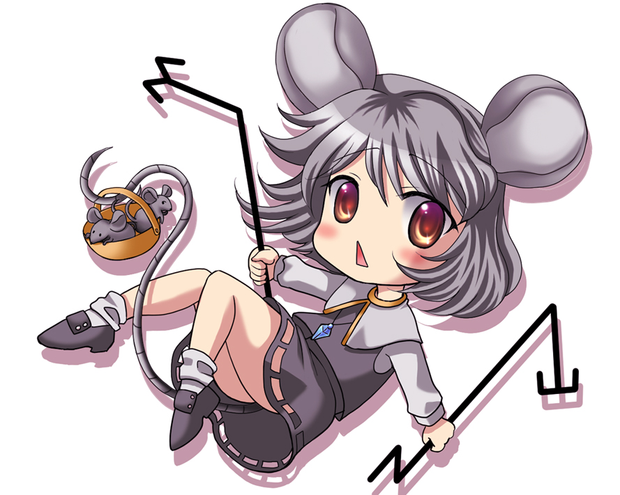 animal_ears, bad_id, chibi, green_eyes, motatei, mouse, mouse_ears, mouse_tail