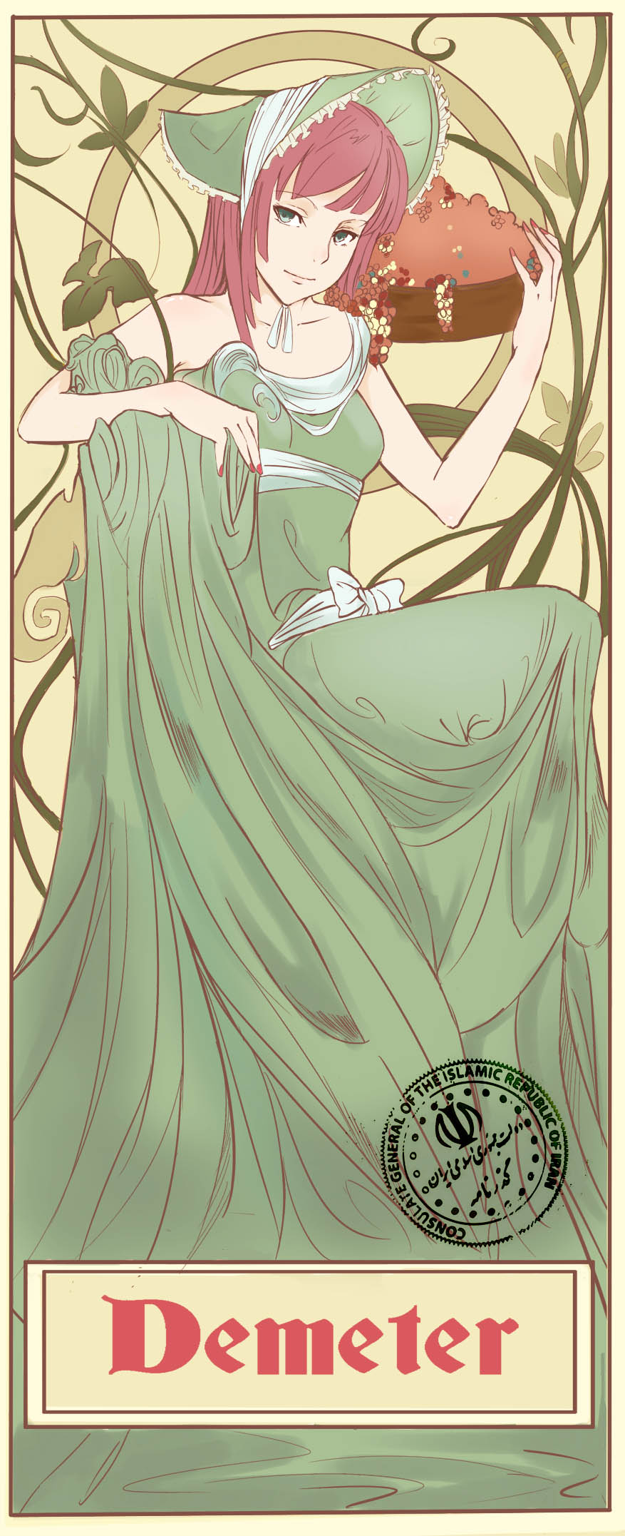 charlotte_(artist), charlotte_(w5353383), copyright_request, demeter_(mythology), flower, green_eyes, highres, nail_polish