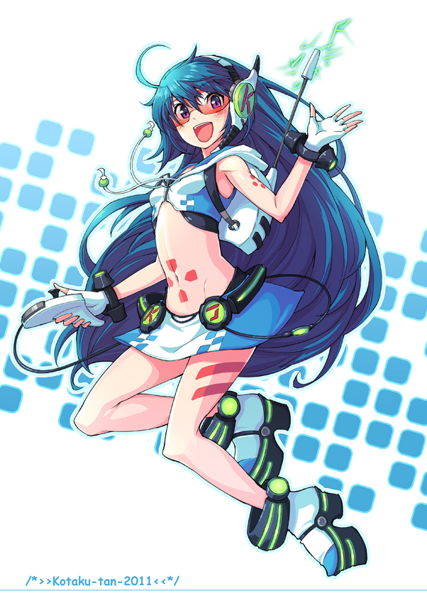 bodypaint, boots, controller, crop_top, fingerless_gloves, flat_chest, game_controller, gloves