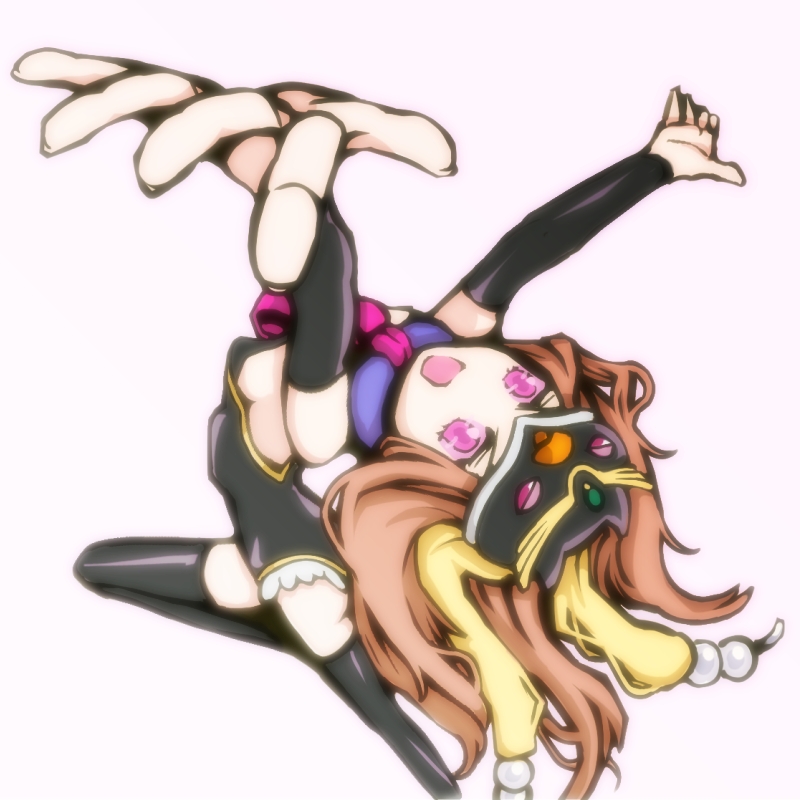 black_legwear, boots, brown_hair, elbow_gloves, fingerless_gloves, from_above, gloves, kiarino