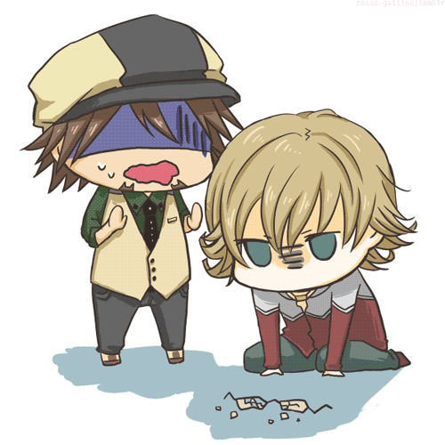 0_0, animated, animated_gif, barnaby_brooks_jr, broken_glasses, cabbie_hat, chibi, flat_gaze