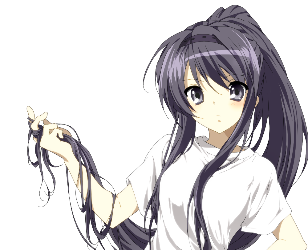 akemi_homura, alternate_hairstyle, black_eyes, black_hair, derivative_work, hair_tussle, hairband, long_hair