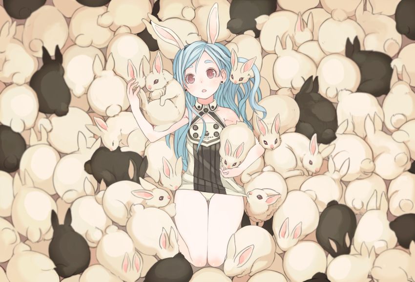 bunny, bunny_ears, elin_(tera), highres, long_hair, rabbit, ricci, tera_online, too_many_bunnies