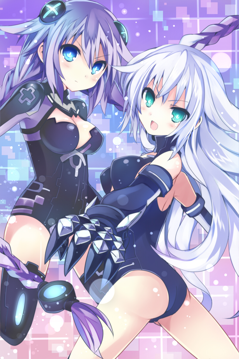 :d, aqua_eyes, bad_id, black_heart, black_legwear, blue_eyes, blush, breasts