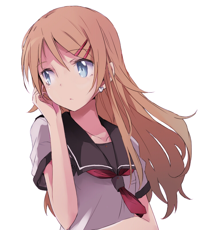 blonde_hair, blue_eyes, bust, earrings, hair_ornament, hairclip, jewelry, kousaka_kirino