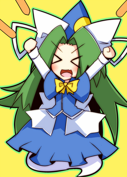 >_<, chibi, dress, ghost, ghost_tail, green_hair, hat, long_hair