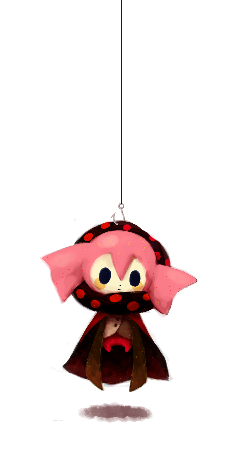 charlotte_(madoka_magica), fishhook, fishing_hook, highres, hook, mahou_shoujo_madoka_magica, no_humans, solo, white_background, zawa-yoshi-yun