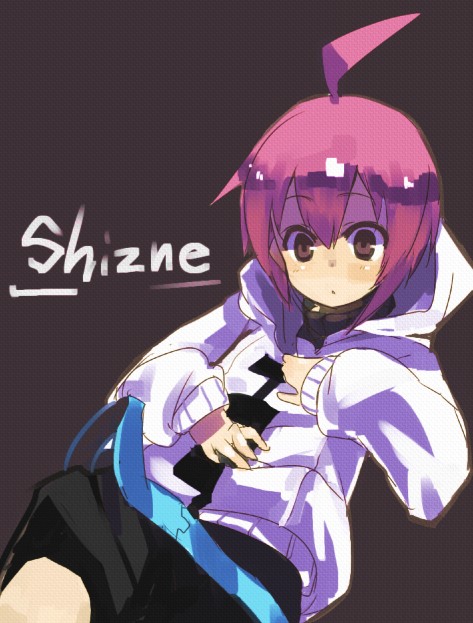 belt, brown_eyes, hoodie, original, purple_hair, shirow_(crazy), shizune_tsukinoha_(shirow), shizuno_tsukinoha_(shirow)