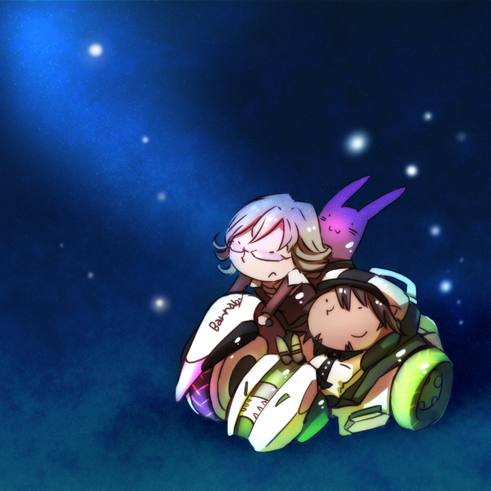 2boys, barnaby_brooks_jr, blonde_hair, brown_hair, cabbie_hat, chibi, facial_hair, hat