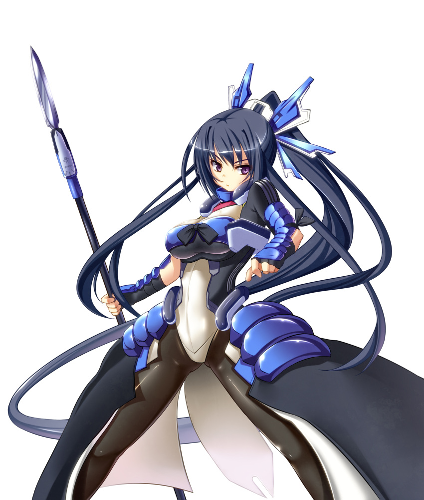black_hair, black_legwear, bow, breasts, fingerless_gloves, gloves, highres, honda_futayo