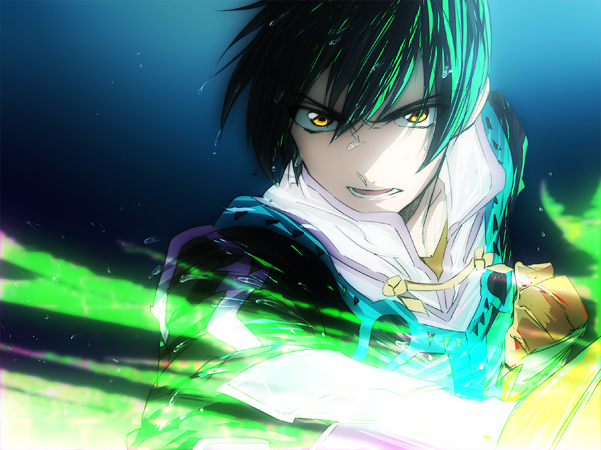 black_hair, clenched_hand, coat, fire, fist, flame, gloves, jude_mathis