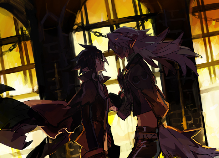 black_hair, cape, disgaea, fenrich, gloves, long_hair, makai_senki_disgaea_4, male