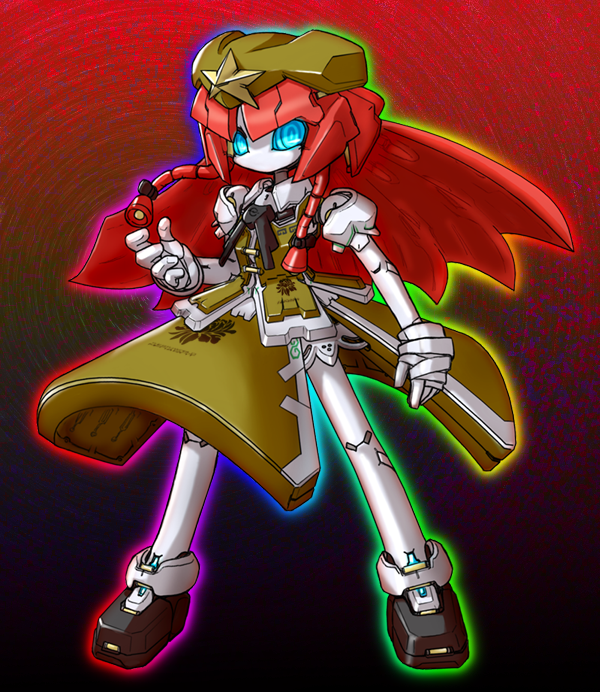 akicha, blue_eyes, hat, hong_meiling, long_hair, mechanization, medabots, medarots
