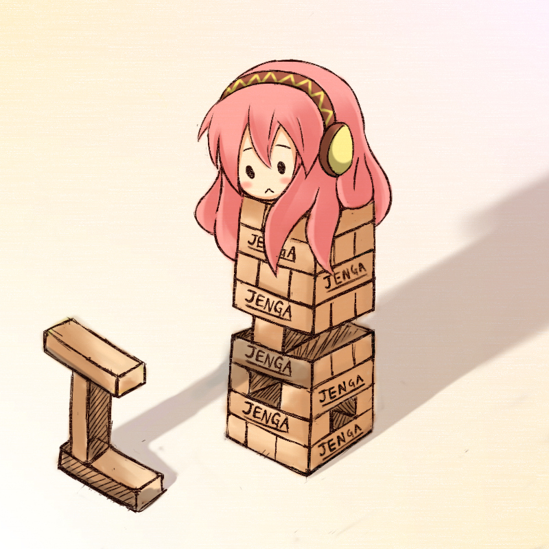 blush, jenga, kus, megurine_luka, pink_hair, takoluka, vocaloid