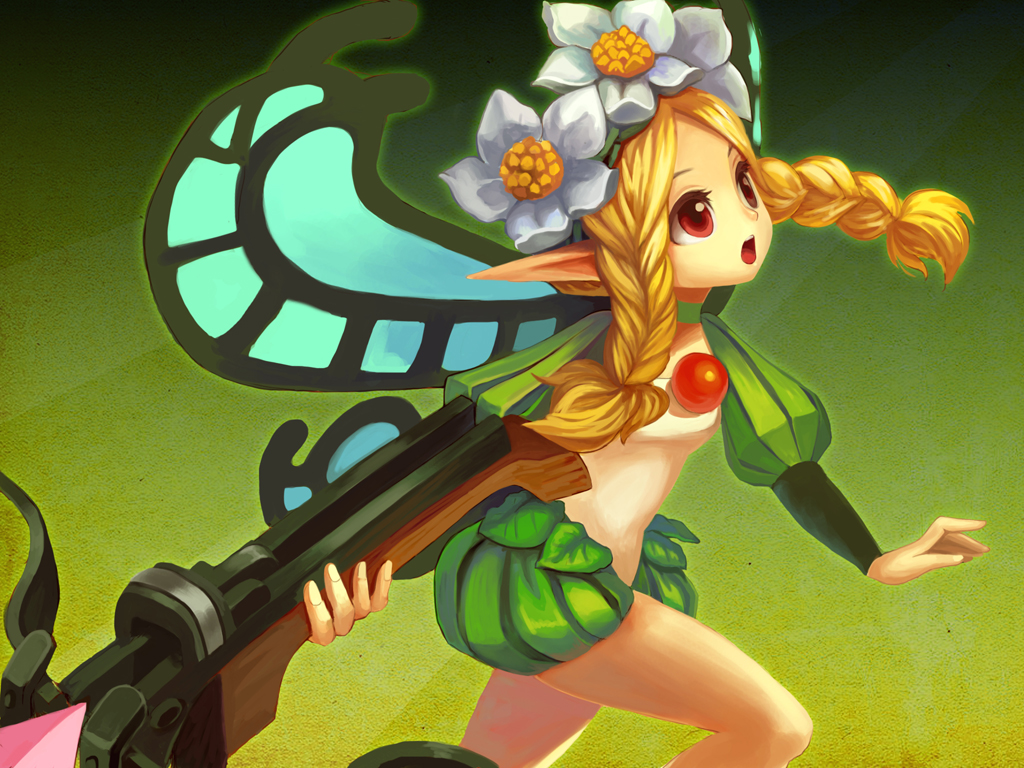 amg192003, blonde_hair, braid, butterfly_wings, fairy, flower, hair_flower, hair_ornament