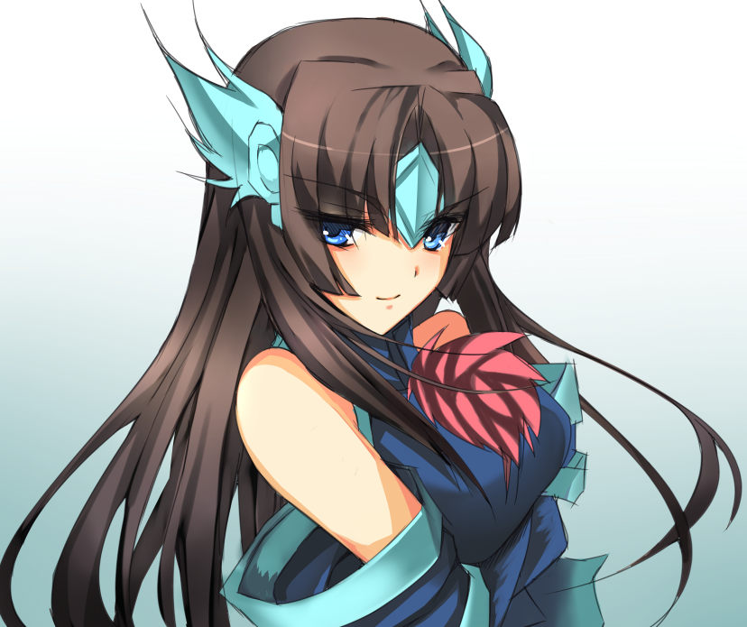 blunt_bangs, blush, brown_hair, hair_ornament, hime_cut, long_hair, original, signomi