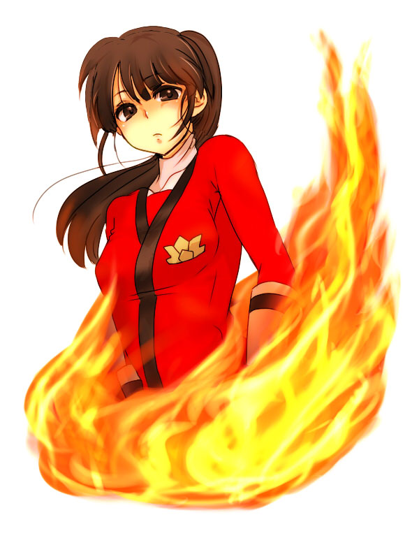 brown_eyes, brown_hair, fire, gloves, ponytail, samurai_sentai_shinkenger, sentai, shiba_kaoru, siroringo, solo, super_sentai