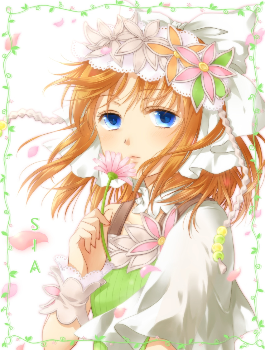 blue_eyes, flower, hair_flower, hair_ornament, highres, okitune-sama, rune_factory, sia_(rune_factory)