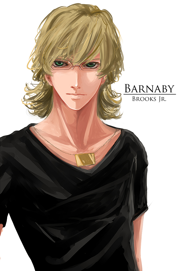 bad_id, barnaby_brooks_jr, blonde_hair, glasses, green_eyes, jacket, jewelry, kanmuri