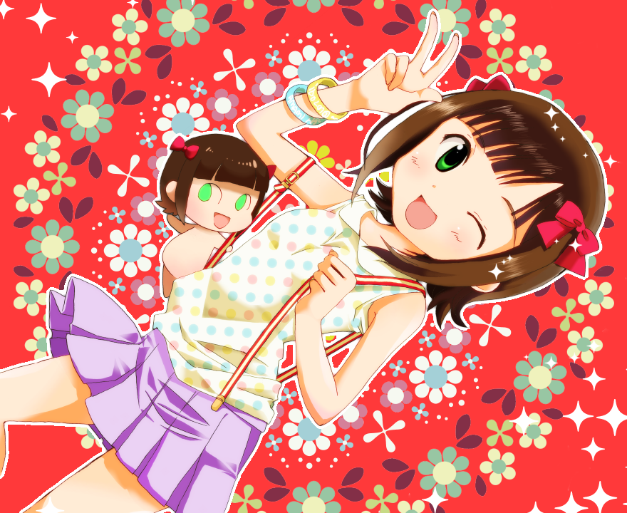 amami_haruka, brown_hair, casual, green_eyes, idolmaster, naruki, nonowa, short_hair