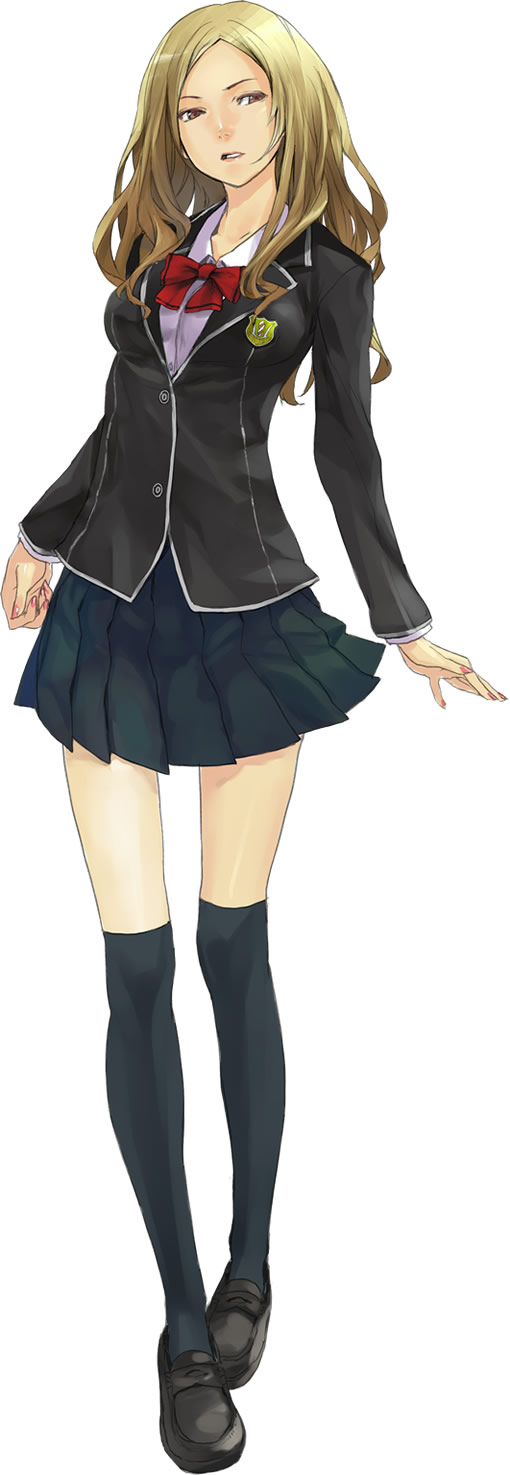 arisa_kuhouin, blonde_hair, bow, brown_eyes, guilty_crown, highres, kneehighs, kuhouin_arisa