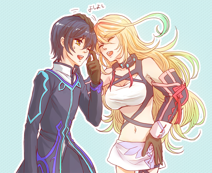 blonde_hair, choker, gloves, jude_mathis, long_hair, lottalove, milla_maxwell, smile