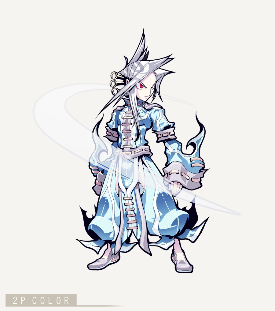 alternate_color, frown, hair_ornament, hairpin, ichikai, long_sleeves, looking_away, male